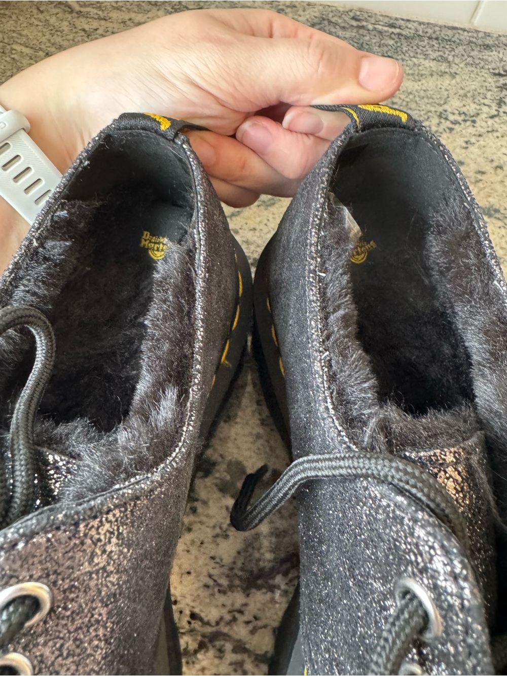 Dr. Martens 1461 Faux Fur Metallic Leather Platform Shoes. L 8. EUC. - Picture 7 of 8